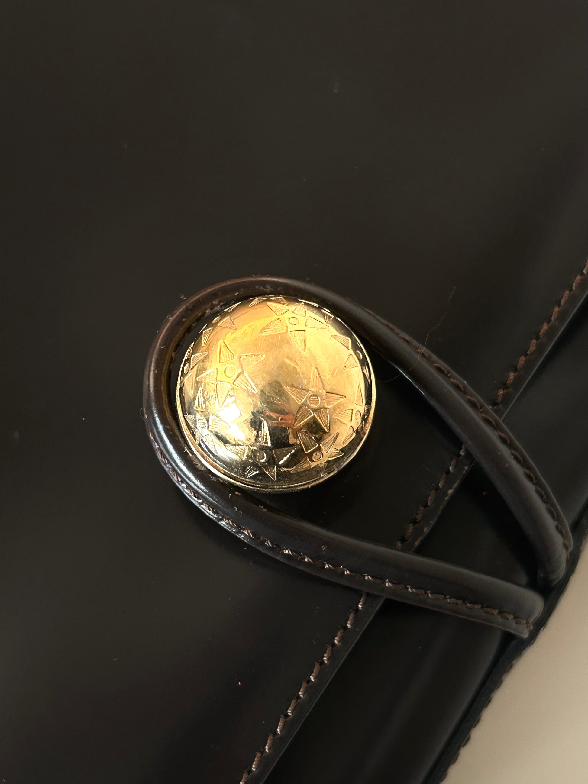 CELINE rare black and gold planet flap backpack / shoulder bag