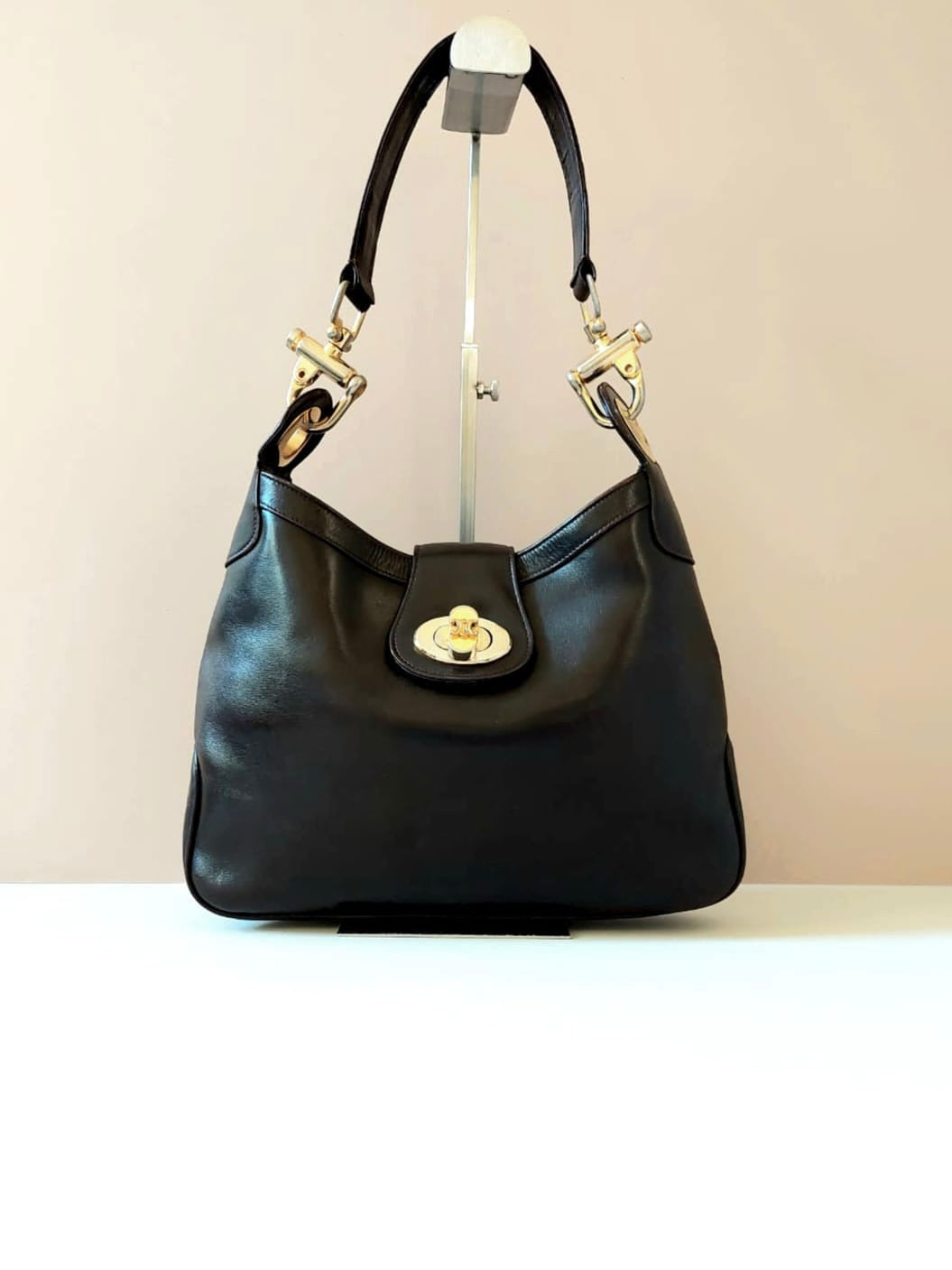 CELINE Gold Arc de Triomphe Leather Side Bag / Underarm Bag