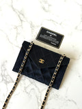 CHANEL Rare Black Satin Rhinestone Small Bag/Side Bag/Messenger Bag/Clutch Bag
