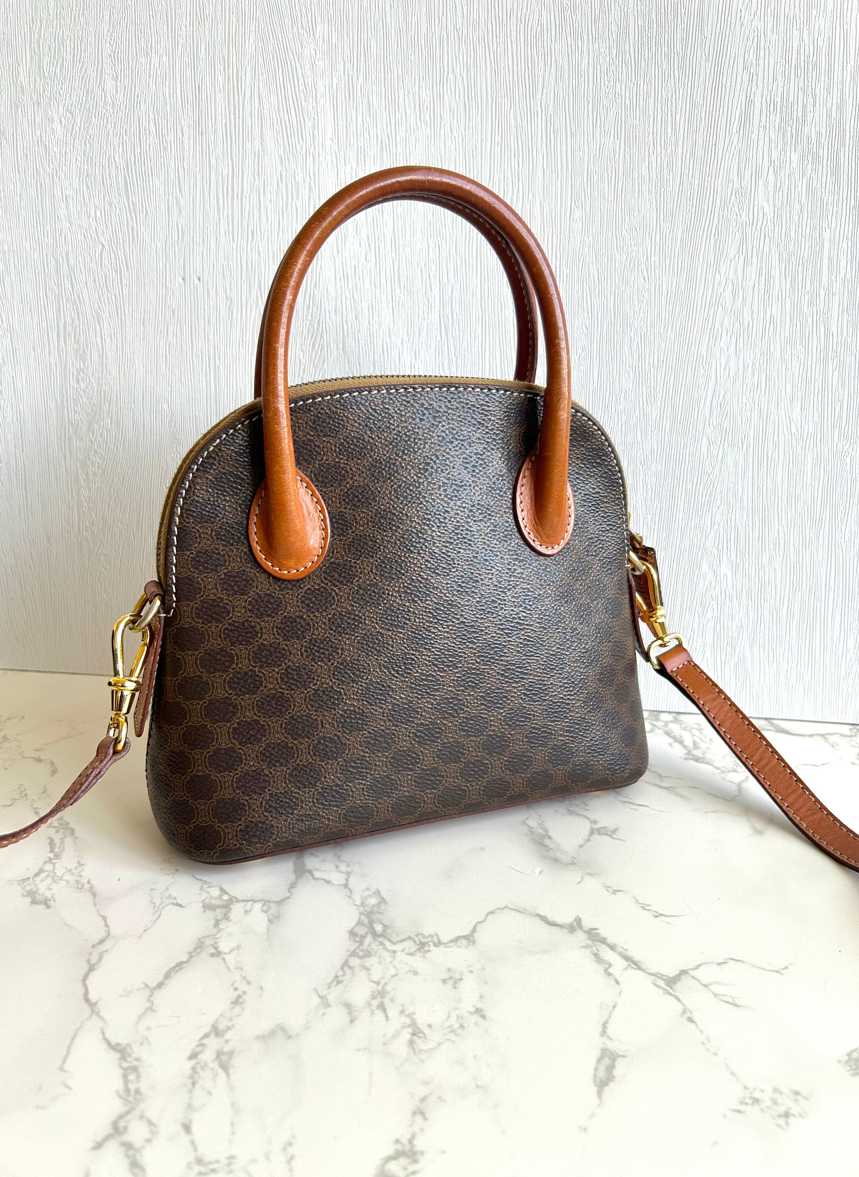 CELINE rare old flower small shell/side bag/oblique bag/handbag