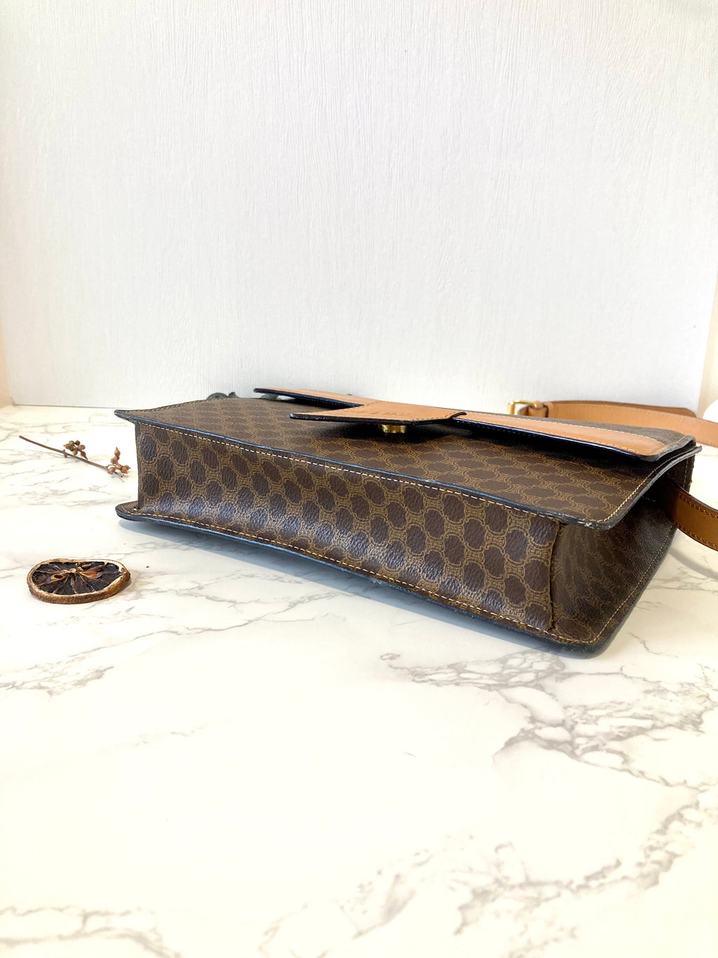 CELINE Rare Brown Macadam Crossbody Messenger Bag
