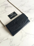 Second-hand Chanel black caviar leather WOC/side bag/crossbody bag/wallet