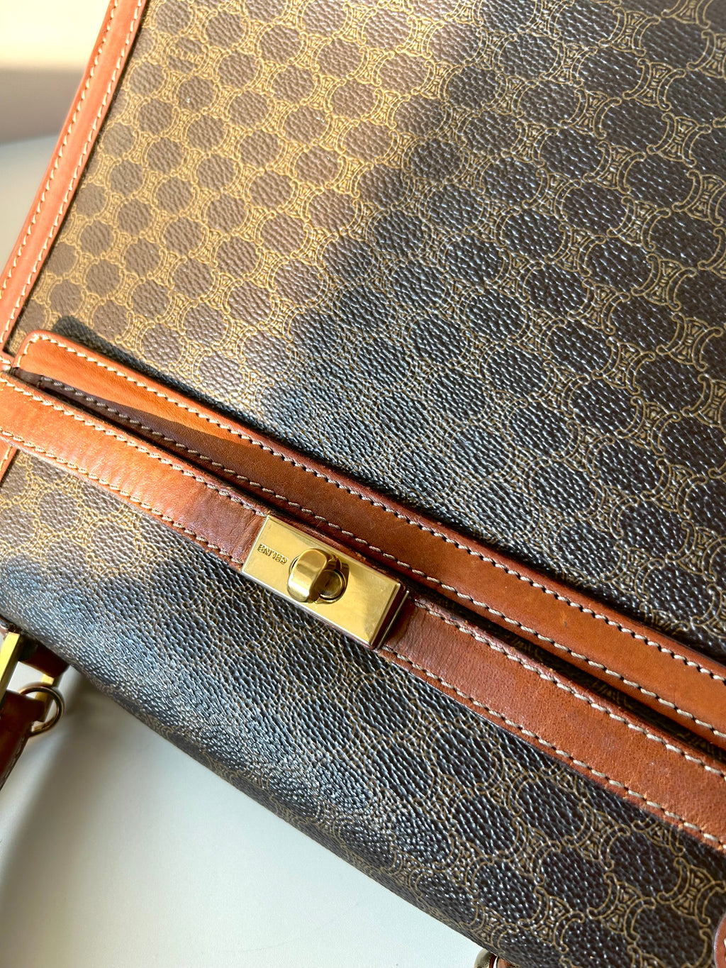 CELINE rare old flower Kelly / side bag / oblique backpack / handbag