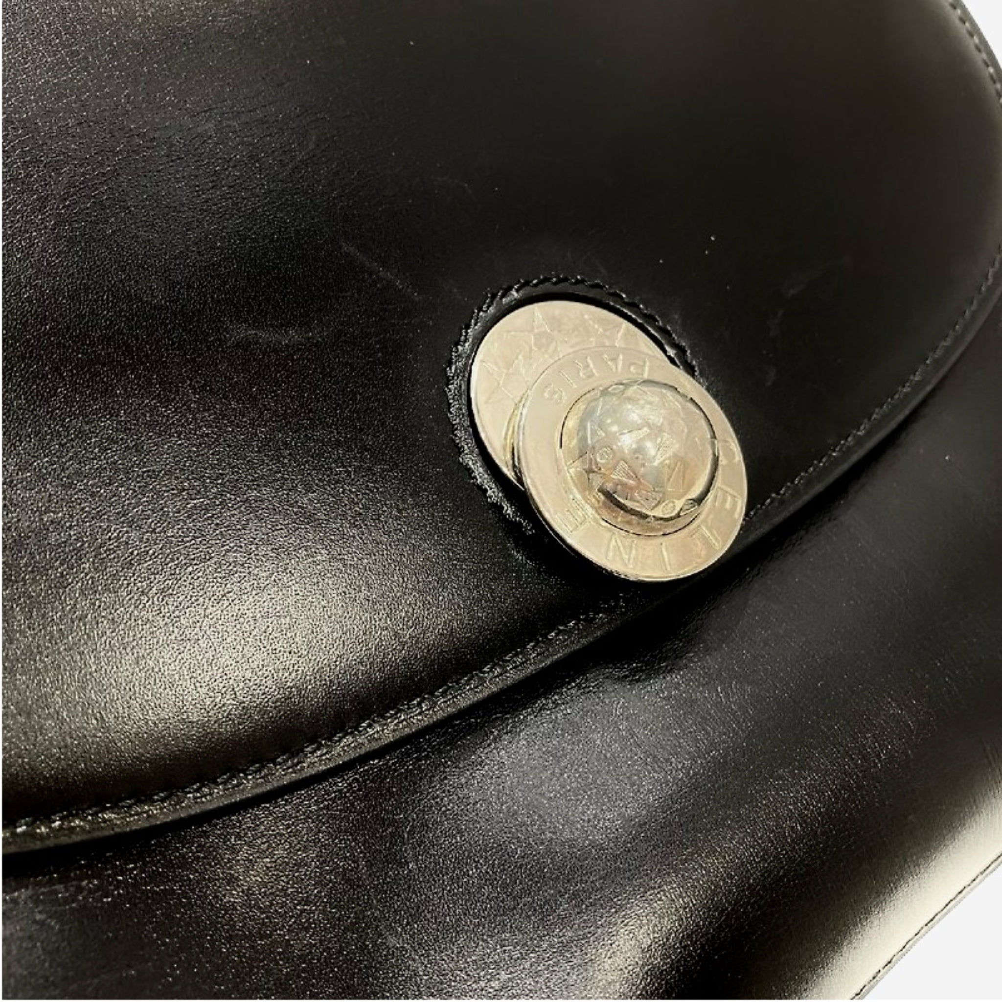 CELINE Rotating Planet Black Leather Tofu Small Bag Side Bag/Slant Bag - Japanese Second-hand Vintage