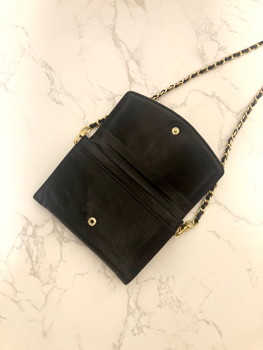 CHANEL Black Caviar Leather Chain Shoulder Bag (Add-on)