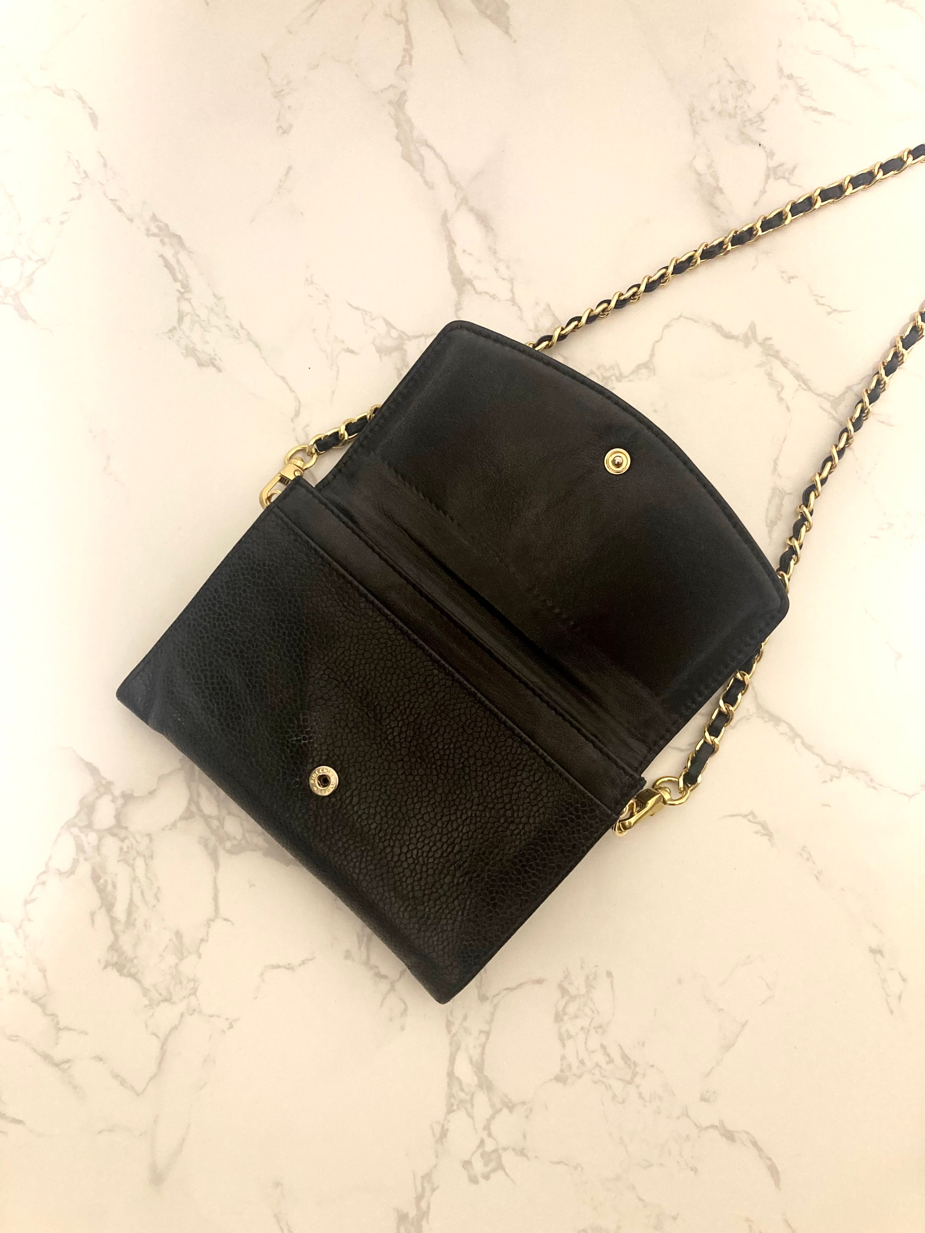 CHANEL Black Caviar Leather Chain Shoulder Bag (Add-on)