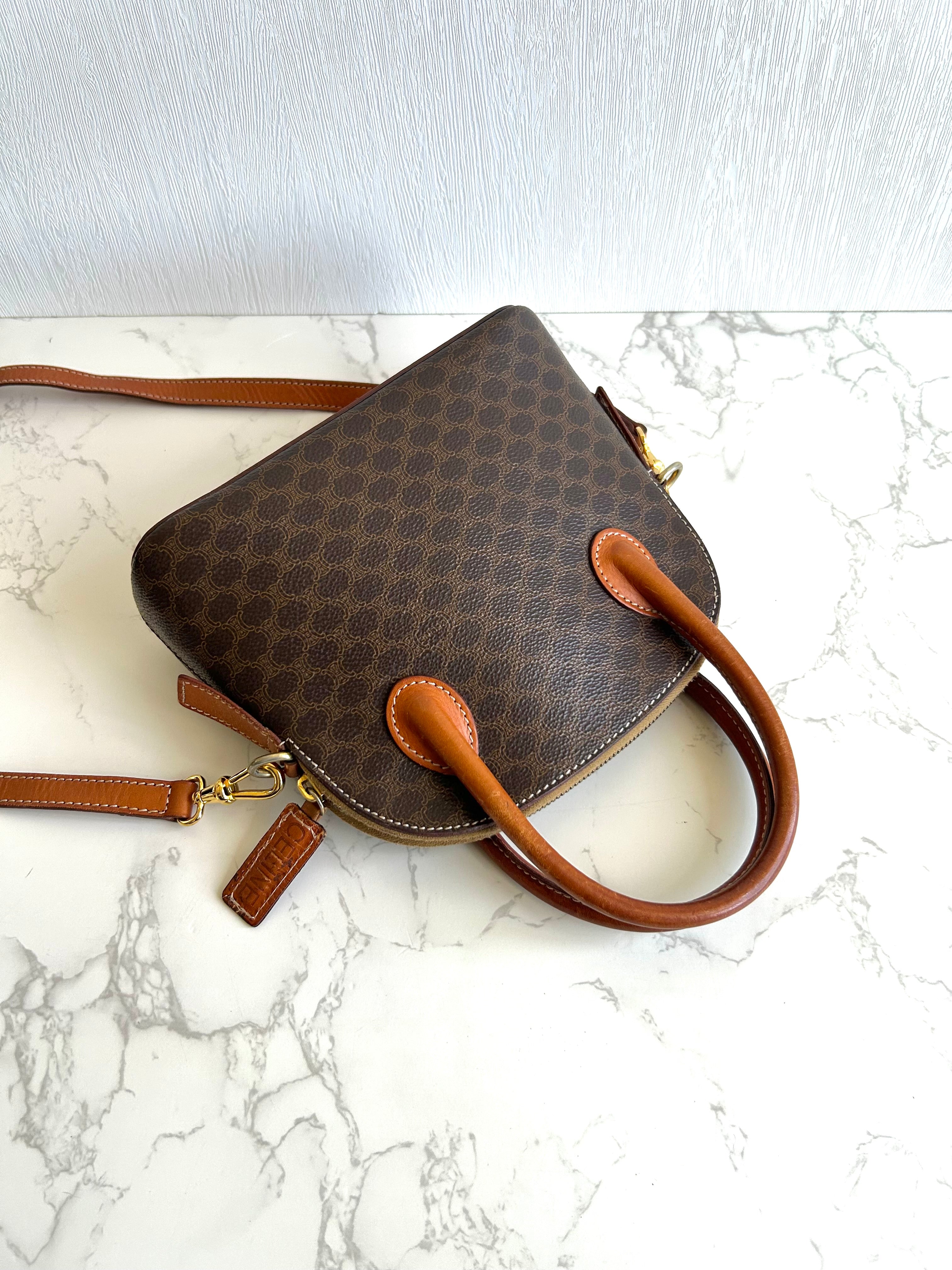 CELINE rare old flower small shell/side bag/oblique bag/handbag