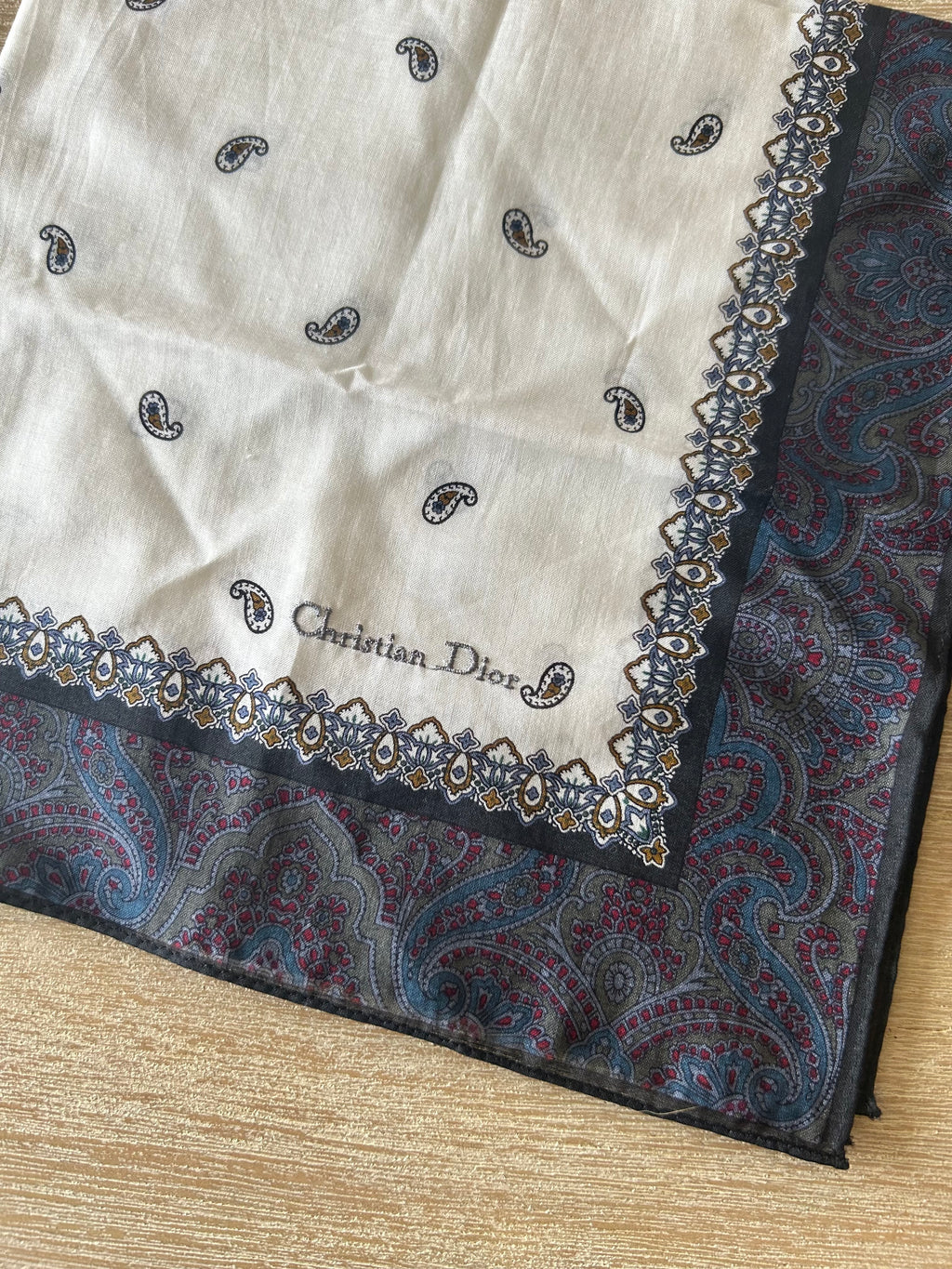 $38 Add-on-CHRISTIAN DIOR Cashew Flower Square Silk Scarf 46x46cm (Original Price $380)