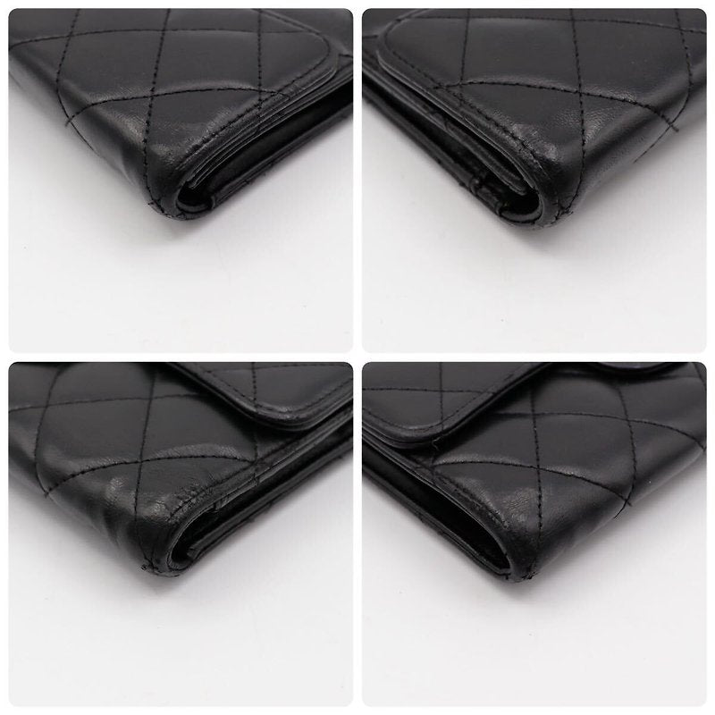 CHANEL Black Lambskin Leather Long Wallet/Chain Side Bag/Slant Bag - Japanese Second-hand Vintage