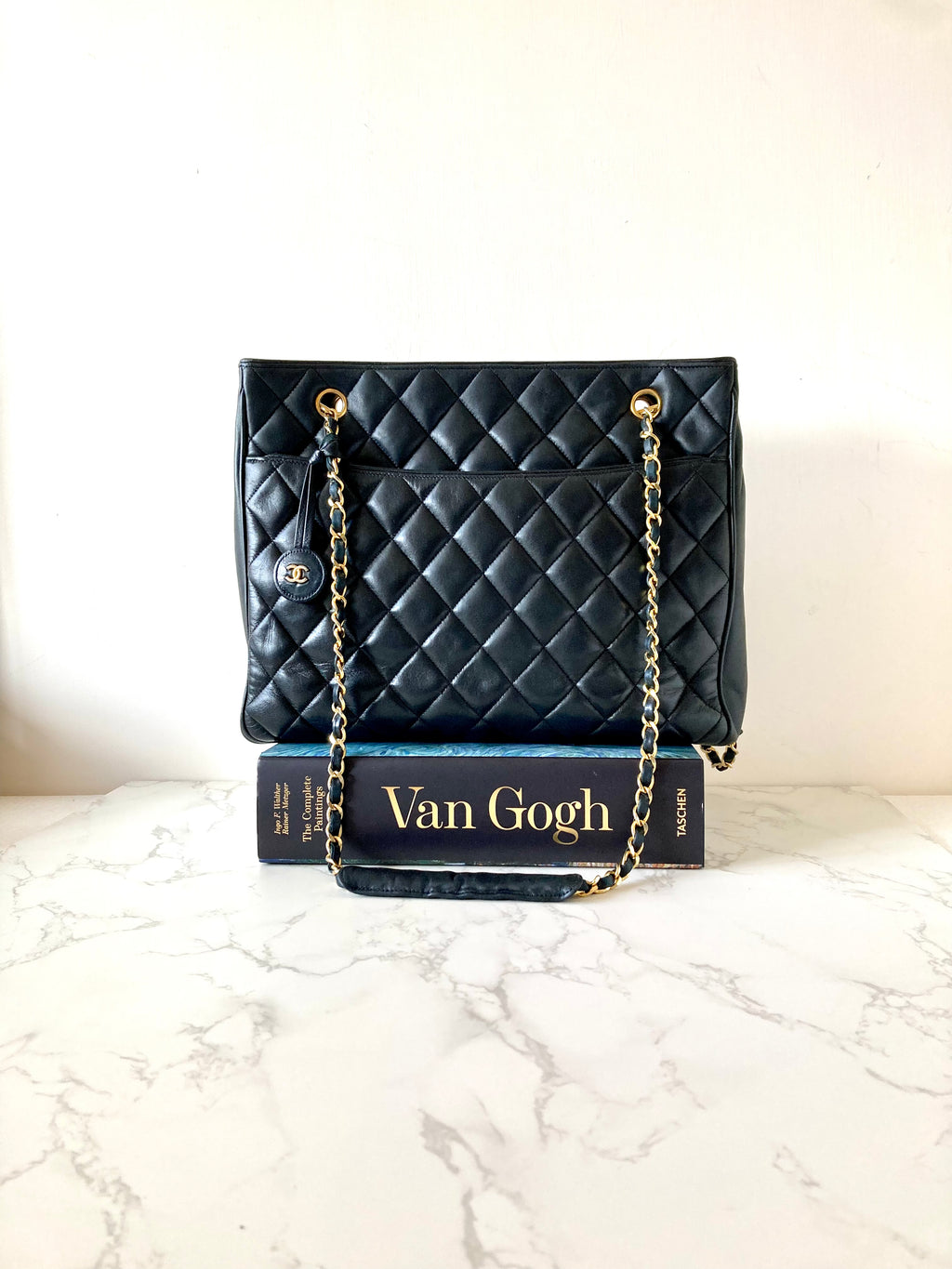 CHANEL Metalasse Black x Gold Lamb Leather Chain Tote Bag