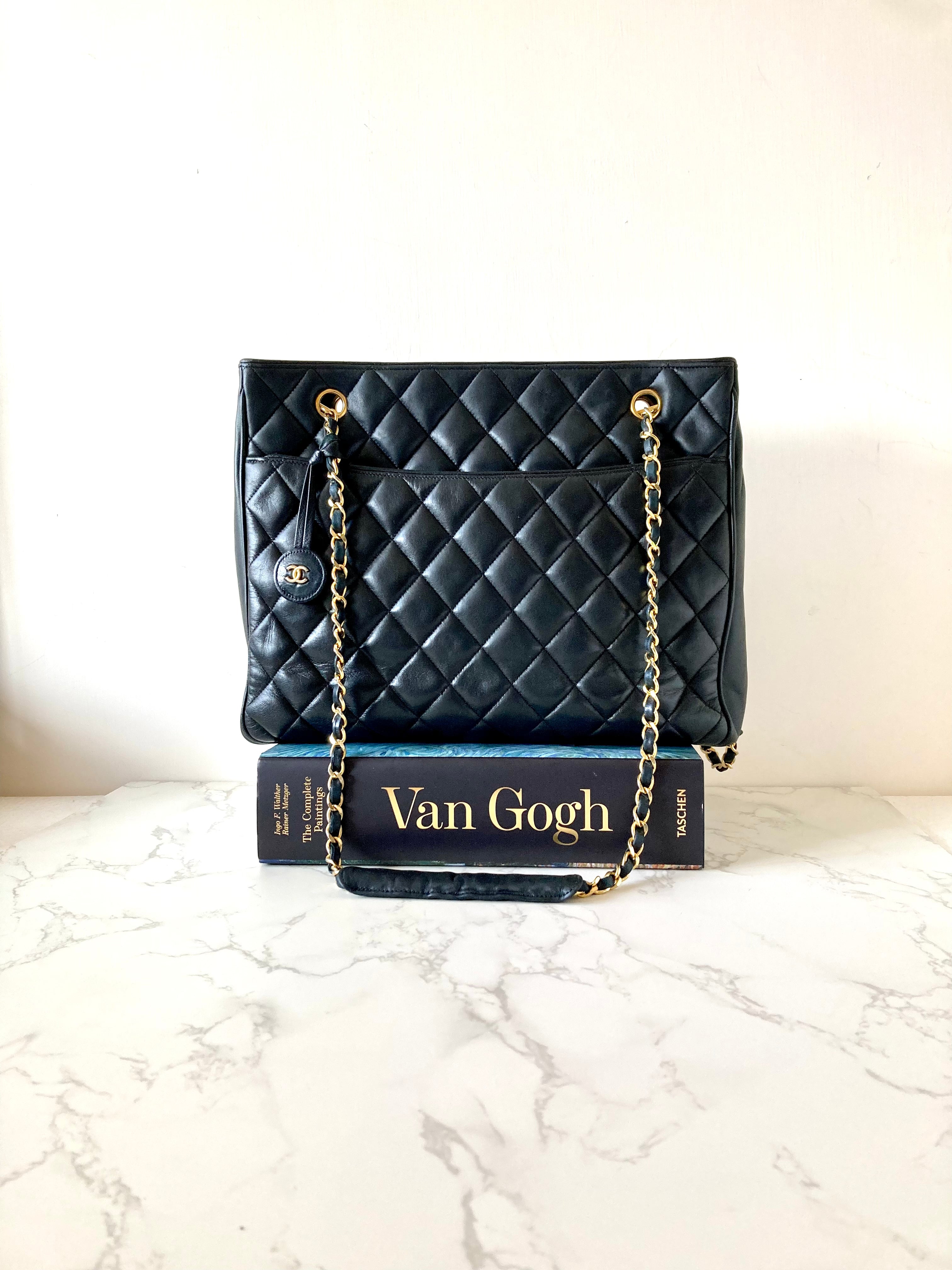 CHANEL Metalasse Black x Gold Lamb Leather Chain Tote Bag