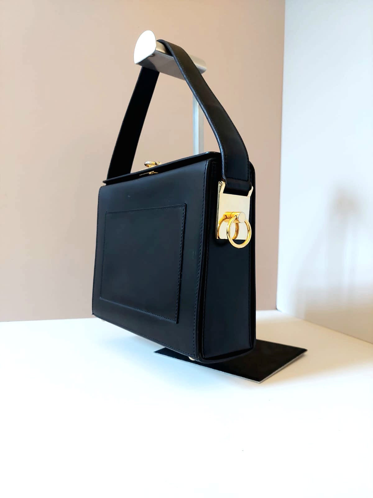 CELINE black gold ring envelope box small clutch / underarm bag