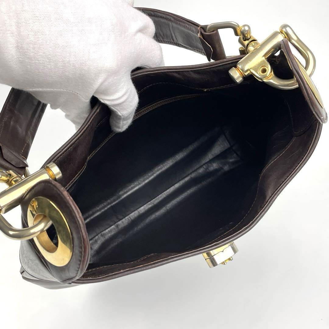 CELINE Gold Arc de Triomphe Leather Side Bag / Underarm Bag