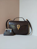 CHRISTIAN DIOR rare brown leather parent-child shoulder bag/side backpack/handbag