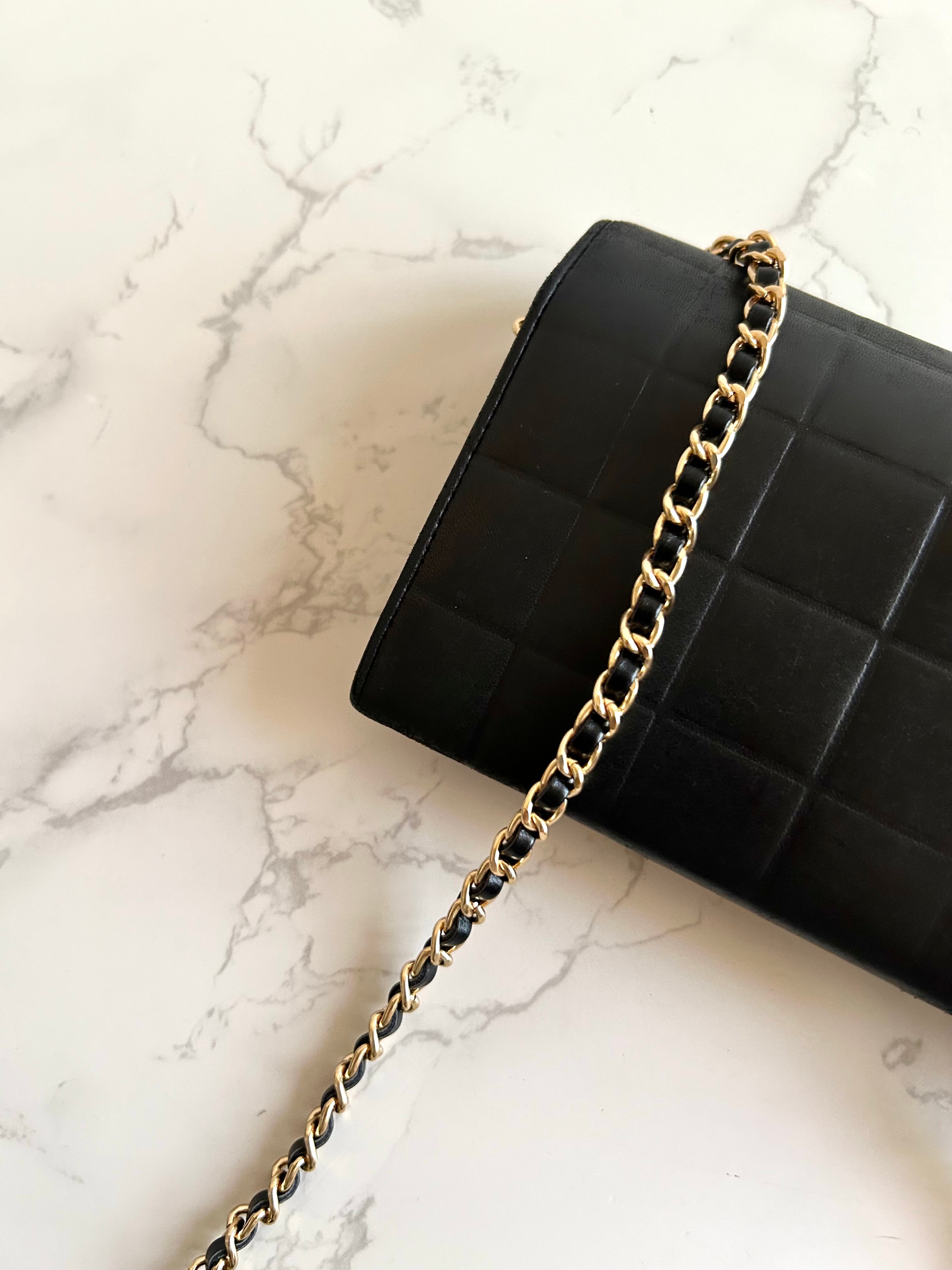 CHANEL Black Ice Cube Gold Buckle WOC Long Wallet / Diagonal Bag / Side Bag