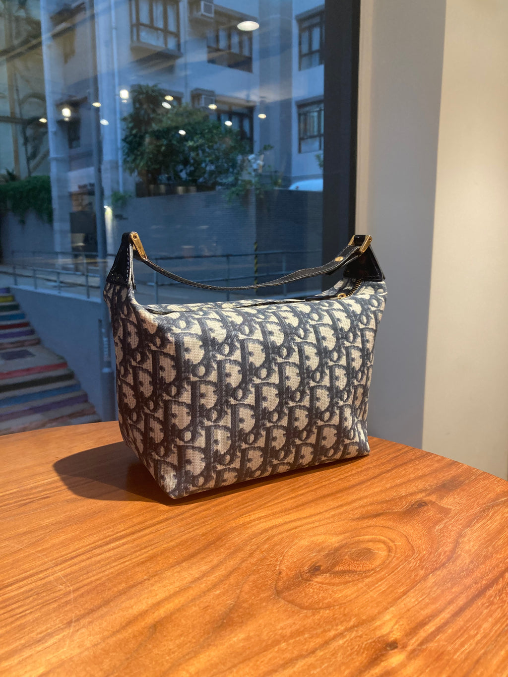 CHRISTIAN DIOR Navy Trotter Monogram Lunch Box Bag