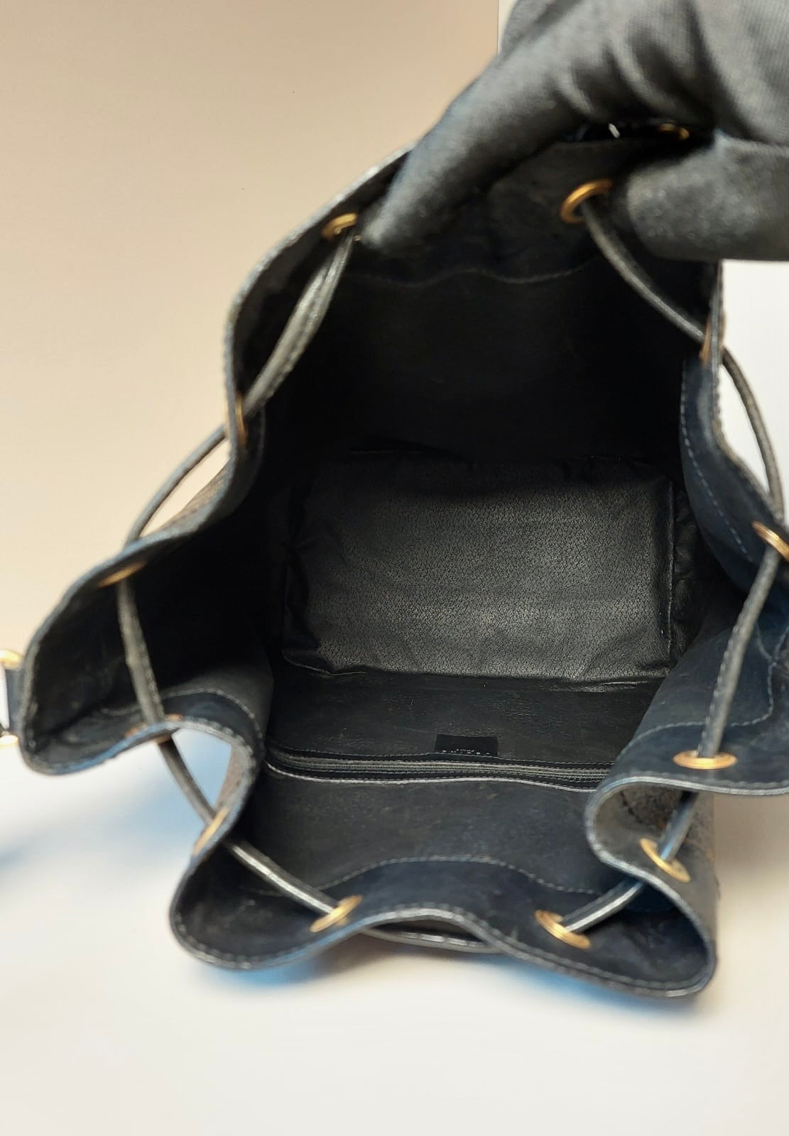 CELINE black monogram leather drawstring bucket bag/side bag