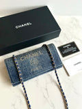 Rare Full Set Chanel Denim Patchwork WOC Shoulder Bag Crossbody Bag Long Wallet