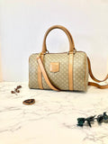 CELINE Brown Monogram Canvas Two-way Mini Boston Bag/Handbag/Shoulder Bag/Crossbody Bag