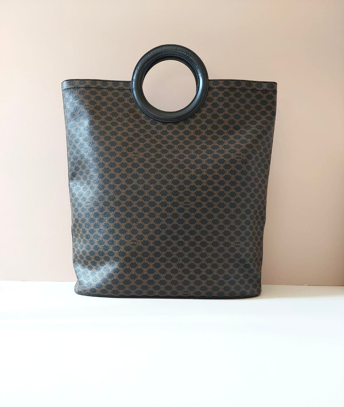 Celine Large Macadam Round Ring Black Tote Bag/Handbag
