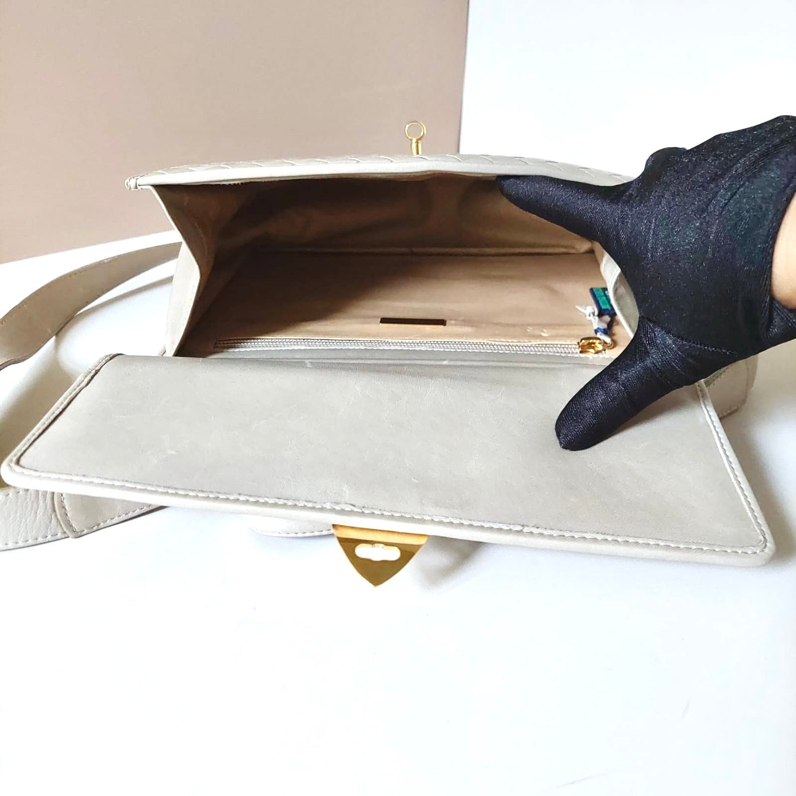 稀有Bottega Veneta米色凱莉皮革凱莉手提包/側背包/斜背包