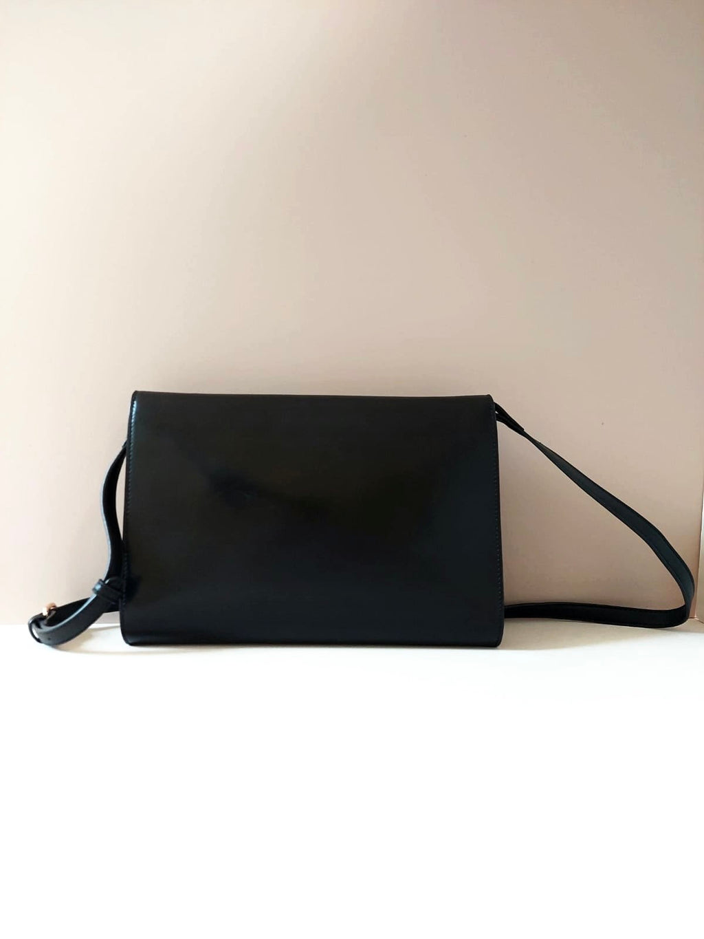 CELINE Planet Black Gold Leather Envelope Side Bag / Crossbody Bag