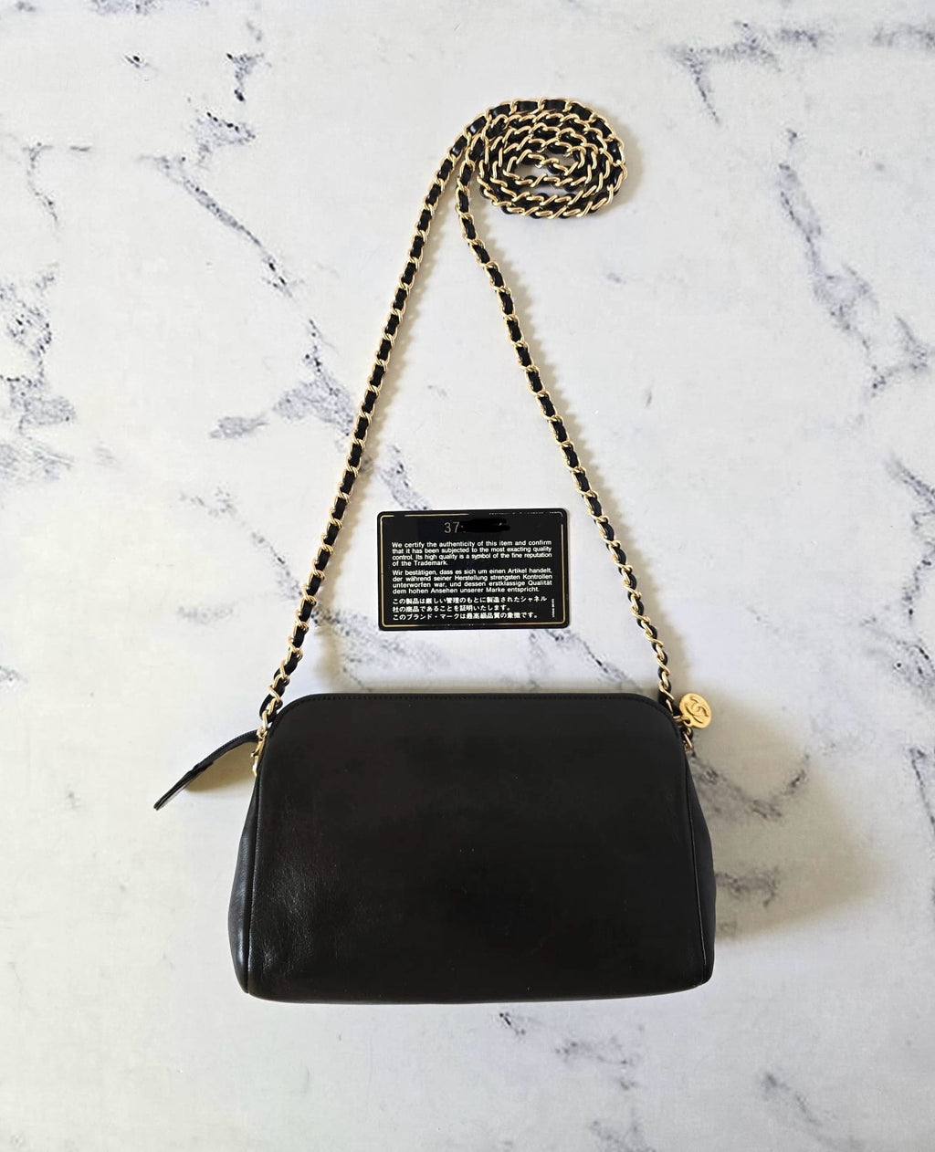 Chanel黑色小羊皮革斜背包 單肩包 側背包 中古包