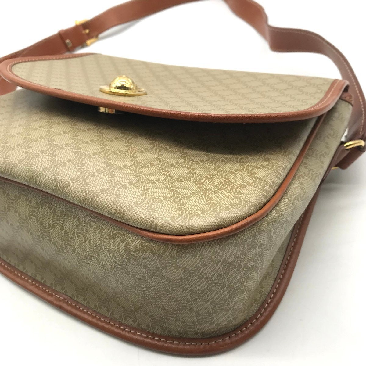 CELINE Rare Planet Beige Old Flower Tofu Bag/Side Bag/Messenger Bag