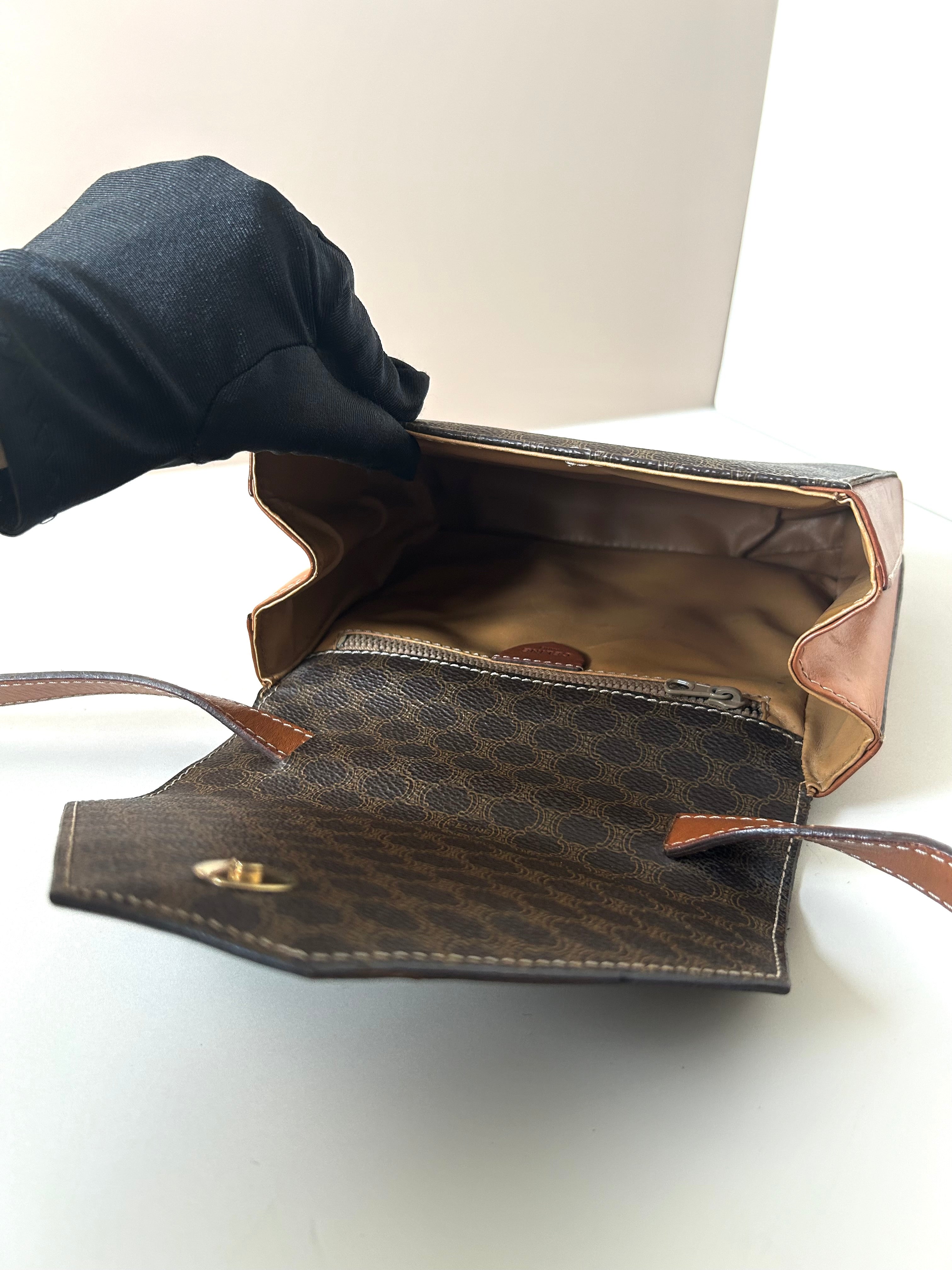 CELINE Brown Old Flower Envelope Box Small Bag/Side Bag/Messenger Bag