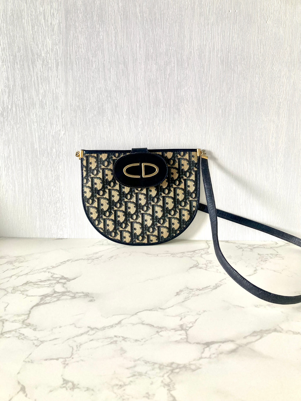 CHRISTIAN DIOR Navy Trotter Mini Bobby Crossbody Bag