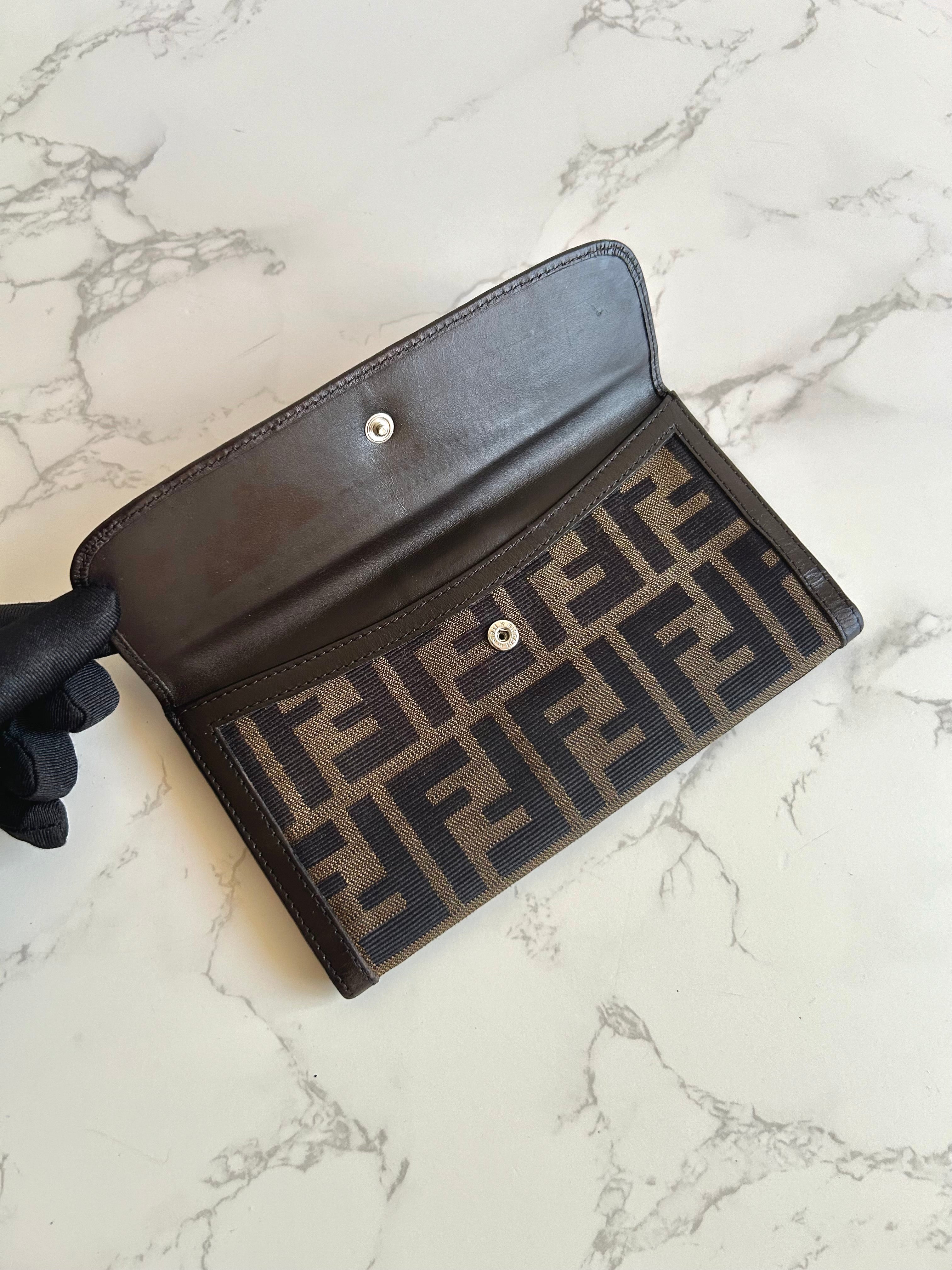 FENDI Zucchino Brown Monogram Long Wallet/Long Clip