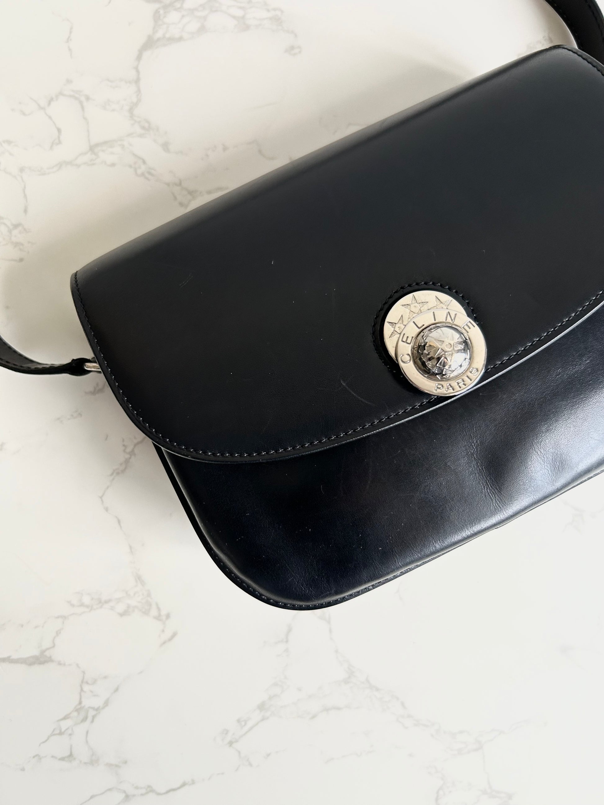 CELINE Rare Moving Planet Black Tofu Side Bag/Slant Bag