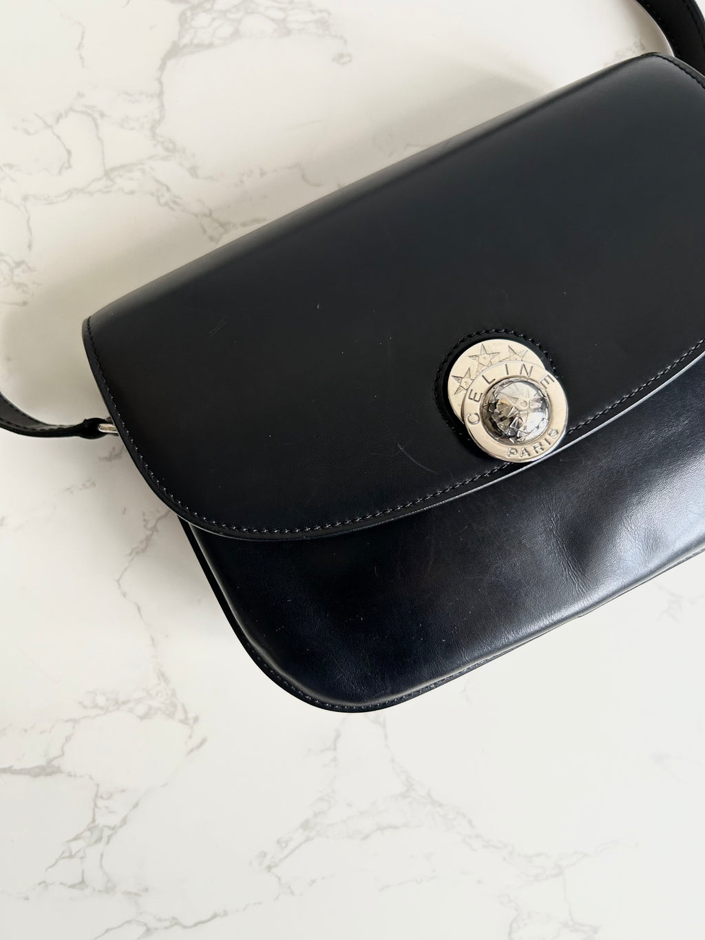 CELINE Rare Moving Planet Black Tofu Side Bag/Slant Bag