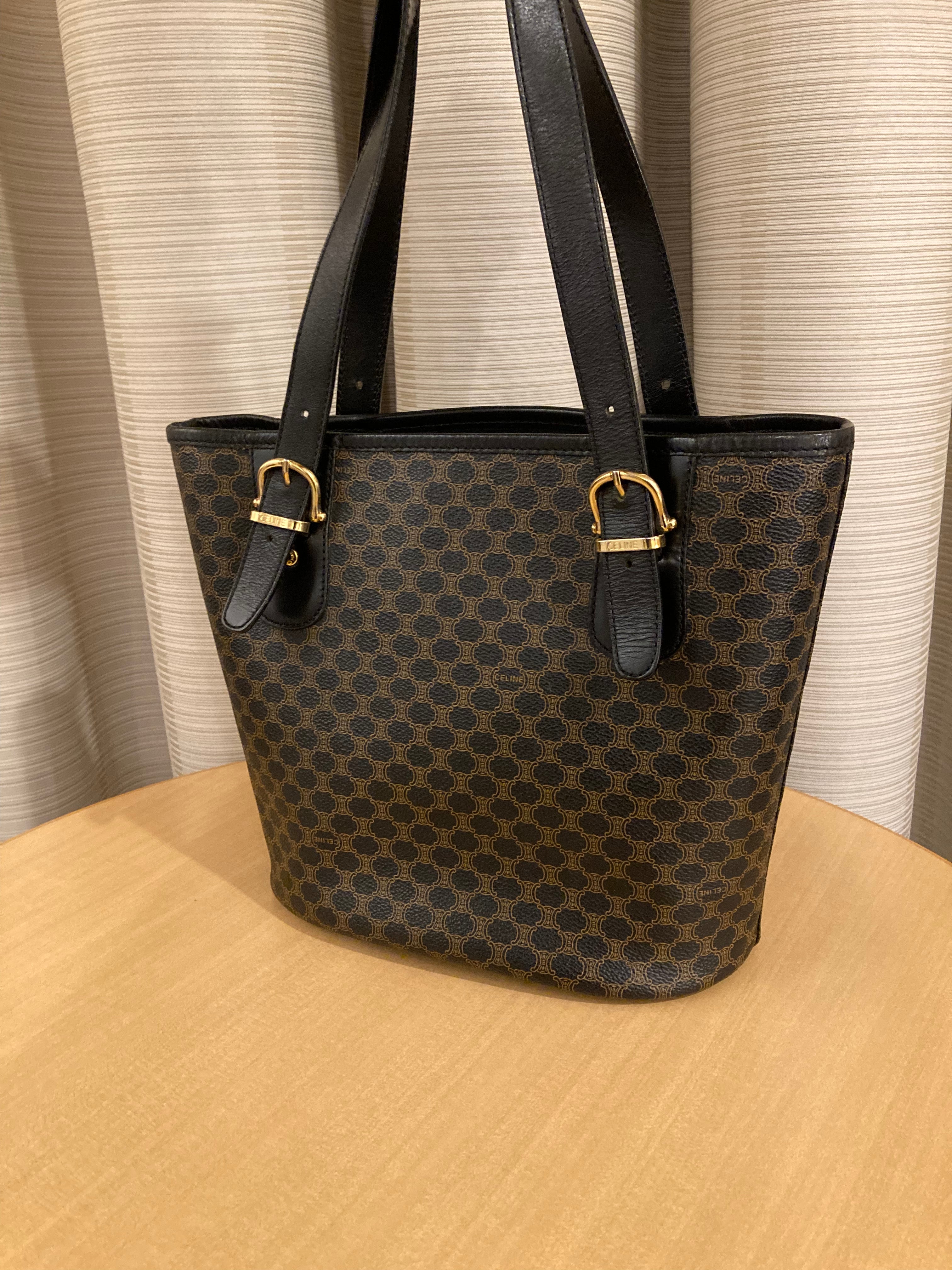 CELINE Black Macadam Small Tote
