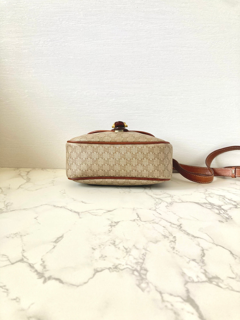 CELINE Macadam Beige Monogram Small Pumpkin Bag
