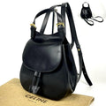 CELINE rare black and gold arc flap leather backpack