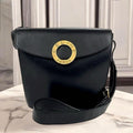 CELINE rare black gold ring leather French fry small bag / side backpack / oblique backpack