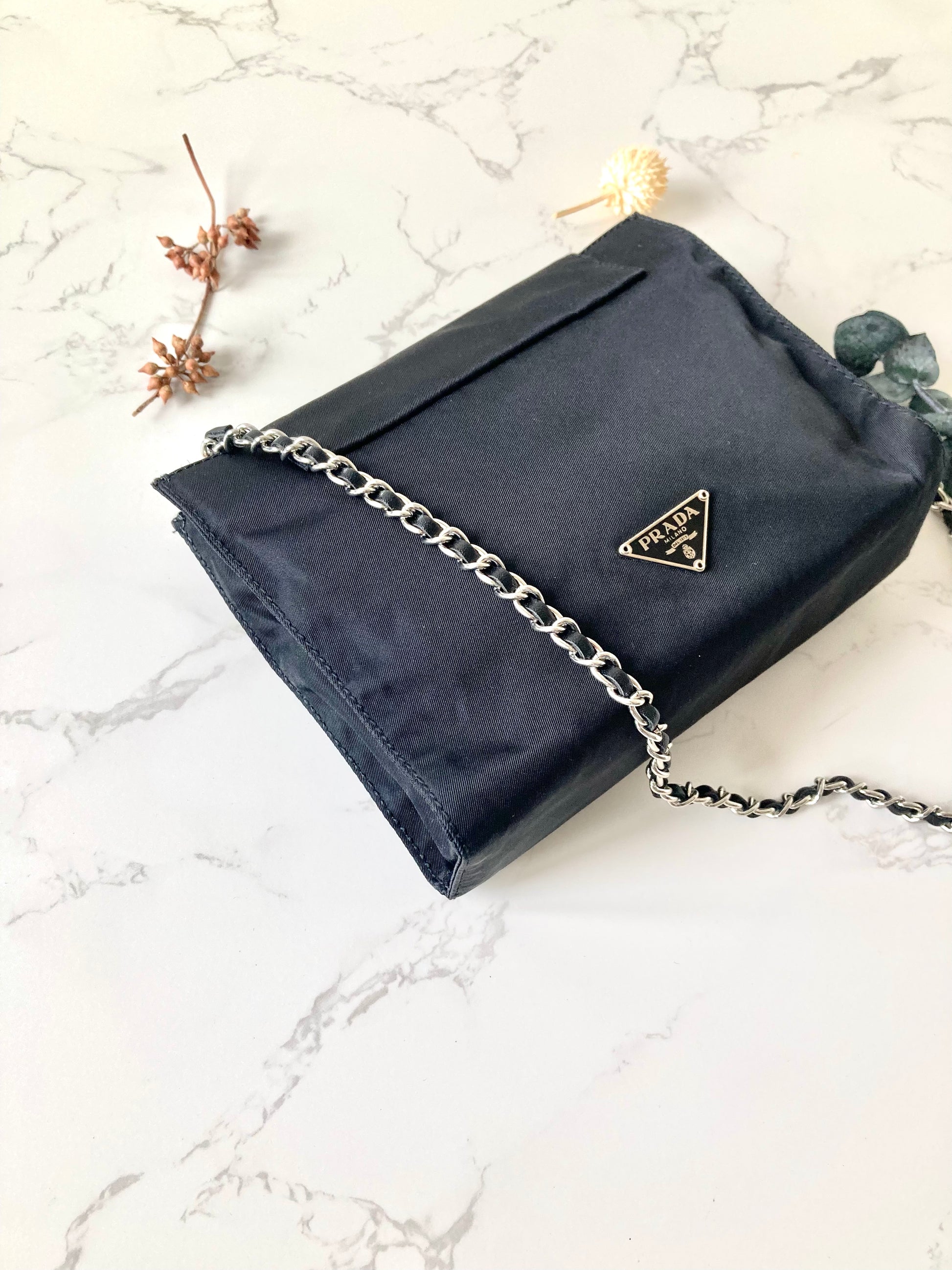 PRADA Tessuto Nylon Black Small Two-way Crossbody / Pouch Bag