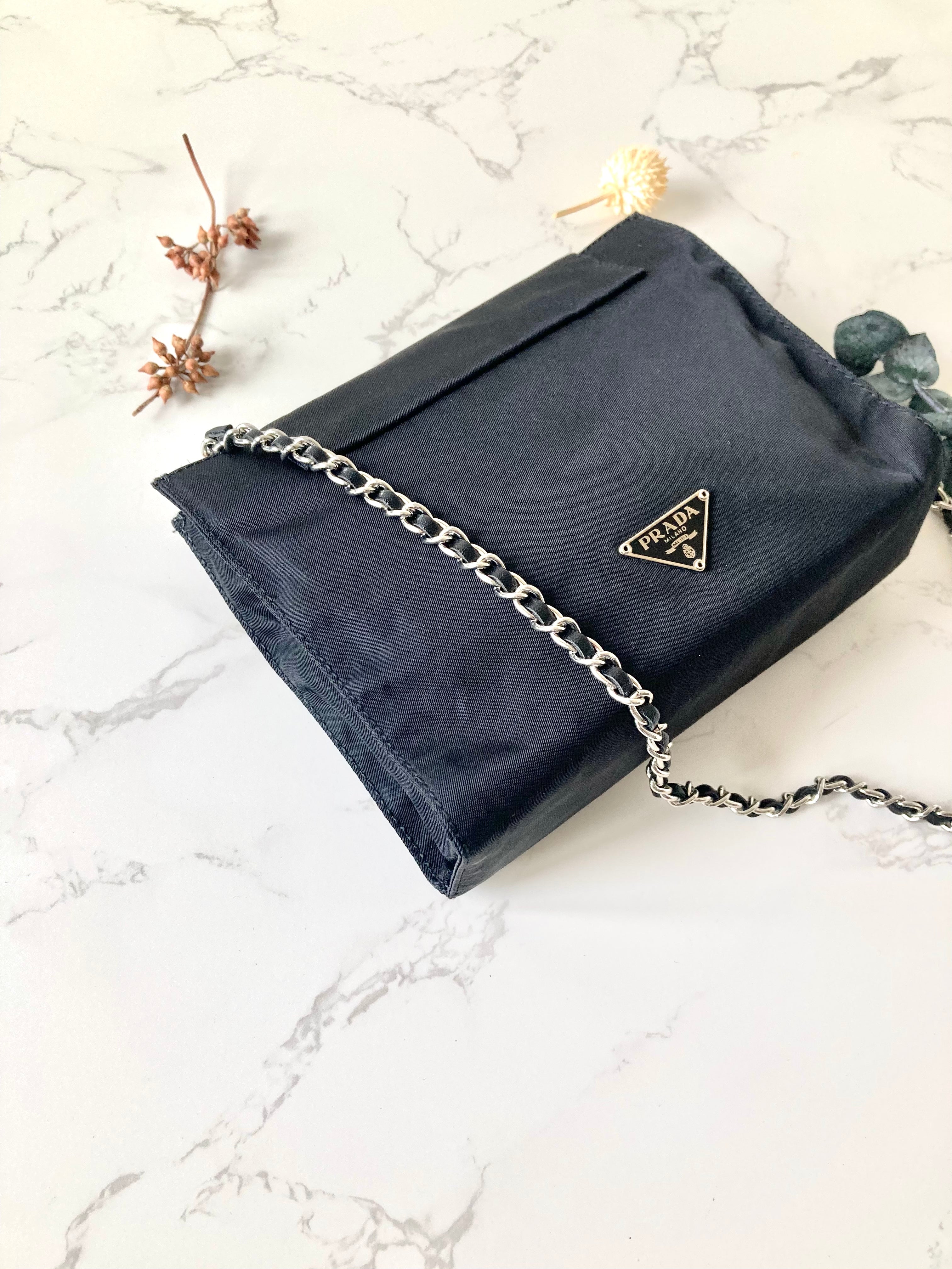 PRADA Tessuto Nylon Black Small Two-way Crossbody / Pouch Bag