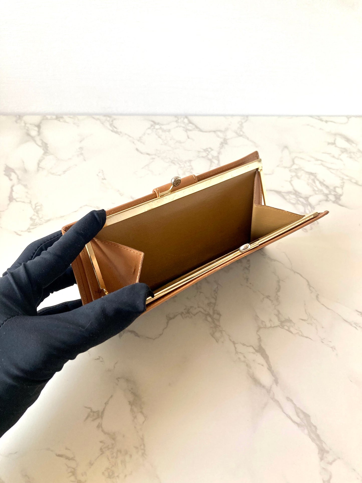 CELINE Brown Macadam Gold Triomphe Long Bi-fold Wallet