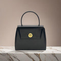 CELINE Rare Planet Black Gold Leather Kelly Handbag/Handbag
