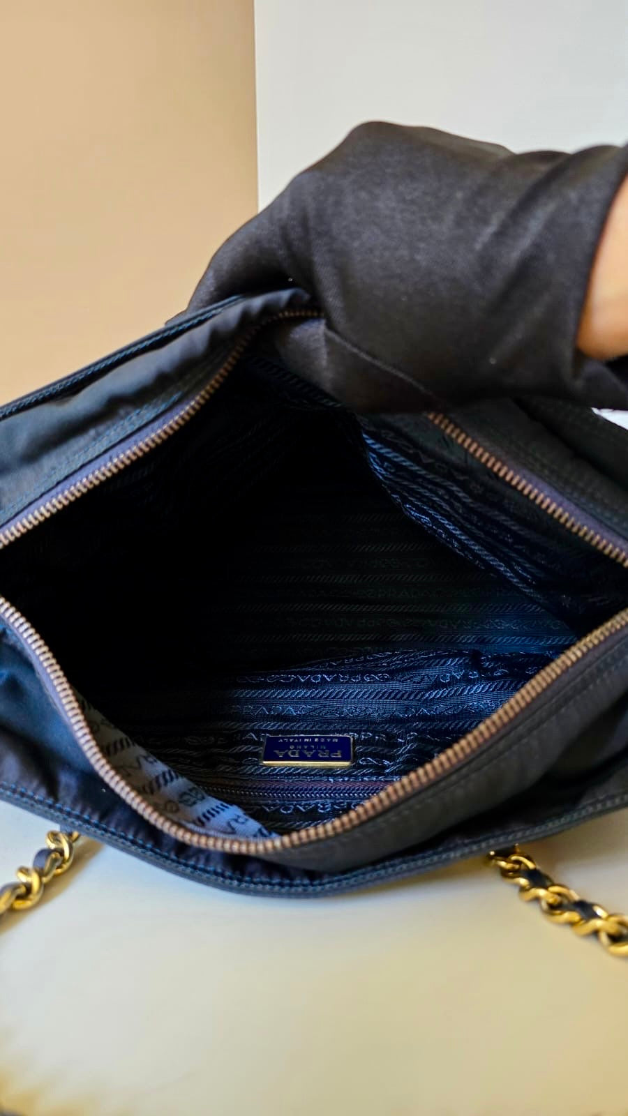 Prada Rare Midnight Blue Chain Shoulder Bag/Tote Bag