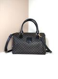 CELINE black old flower leather Boston barrel small bag/side backpack/handbag