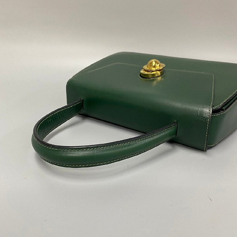 CELINE rare rotating gold planet green leather small bag / handbag
