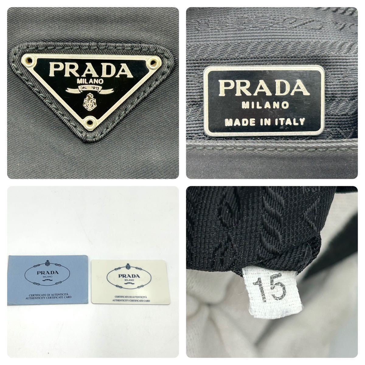 PRADA 黑色銀三角尼龍托特小包/單肩包/手提包