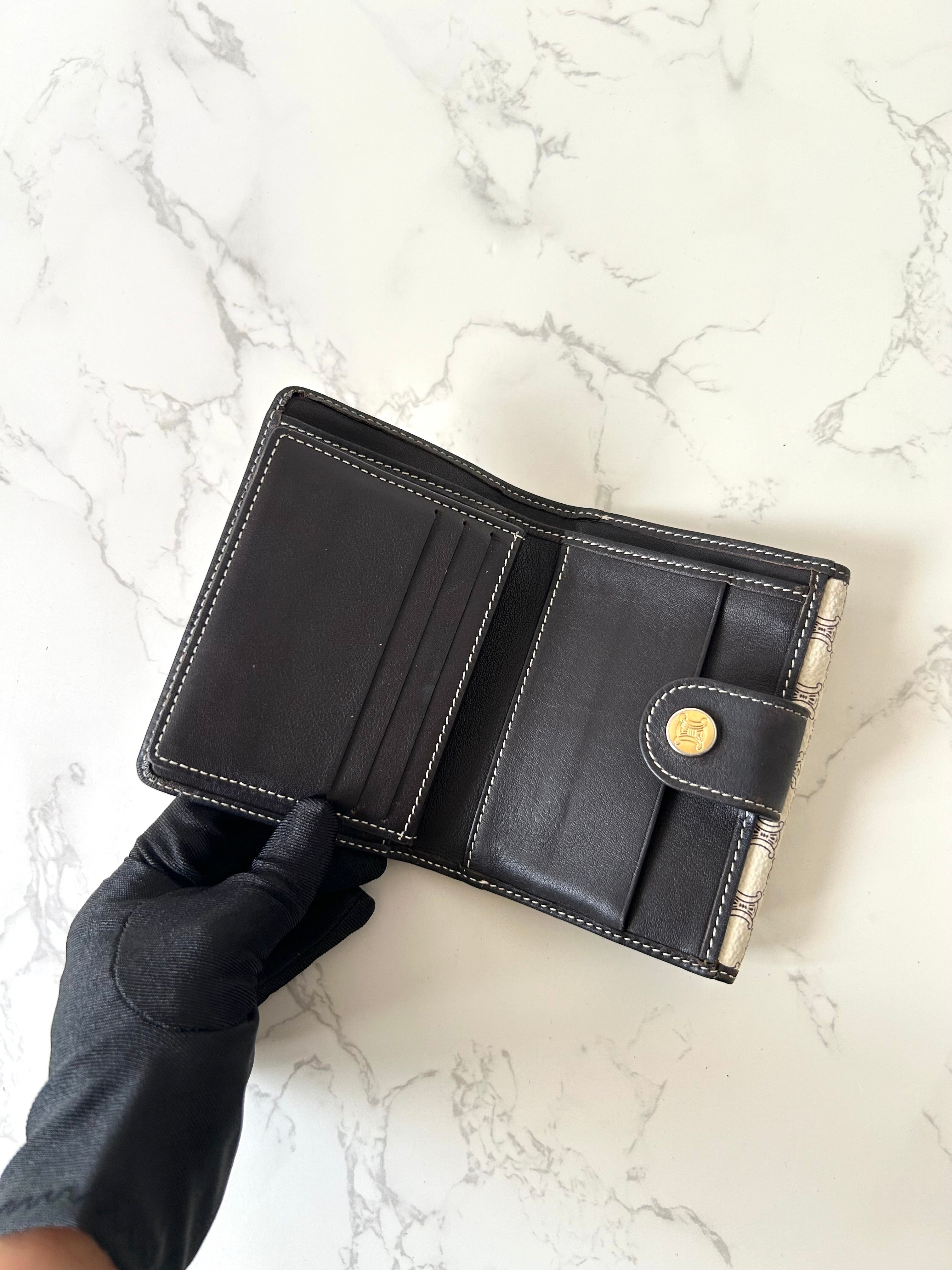 CELINE black and white monogram Arc de Triomphe monogram short wallet/wallet/wallet
