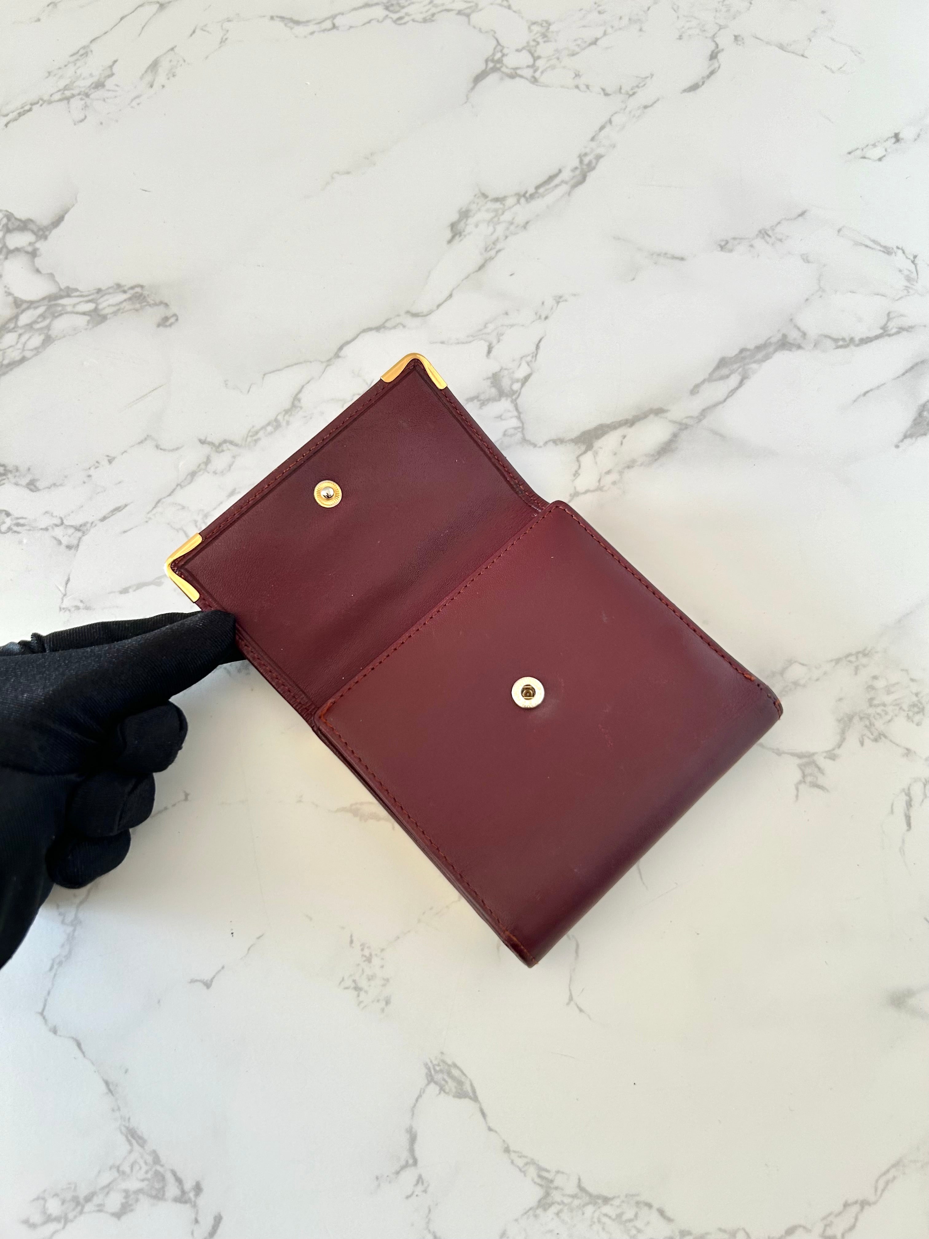 CARTIER Must de Cartier Burgundy Wallet/ Short Clip/ Coin Purse