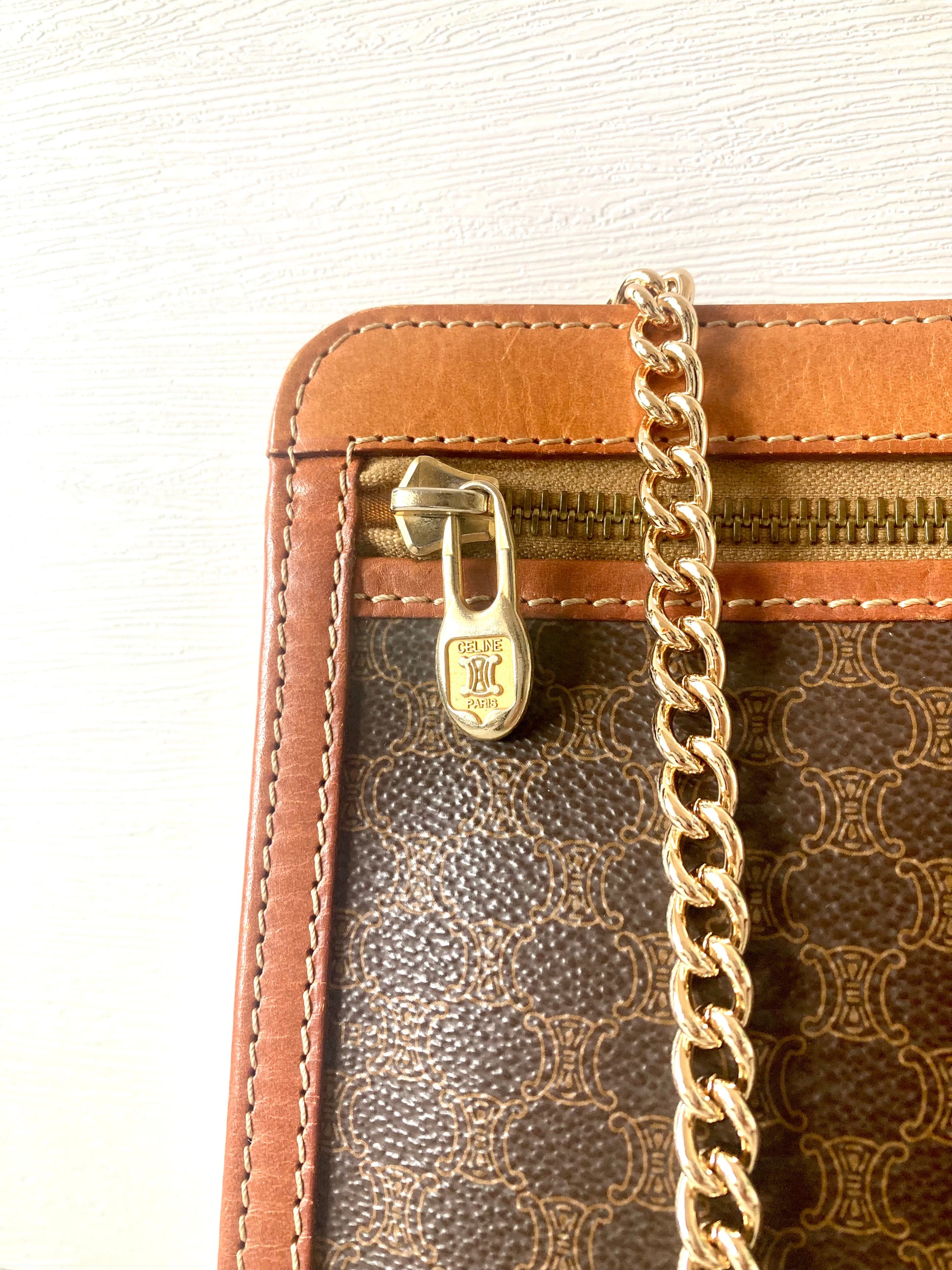 CELINE Brown Macadam Monogram Two-way Shoulder Bag