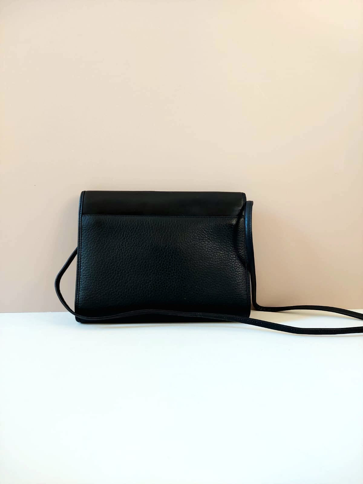 CHRISTIAN DIOR rare black patchwork leather gold buckle side bag / crossbody bag