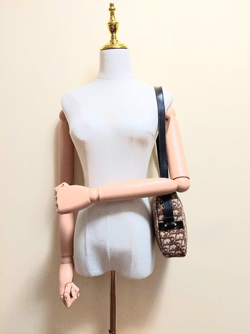 CHRISTIAN DIOR Burgundy old flower camera bag/shoulder bag/side bag/oblique bag